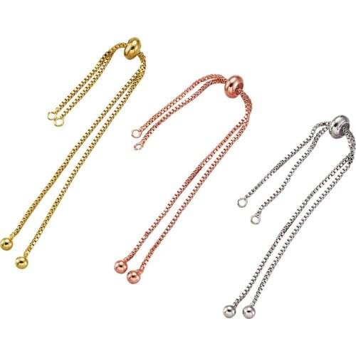 10pc Brass Box Chain Bracelet Making Slide Extender Chain for DIY Jewelry making Accessories,Hole: 1.5mm