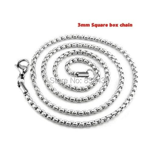 10pcs 2/2.5/3/3.5mm 316L stainless steel pendant square box chains link necklaces men womens DIY Jewelry accessories wholesale