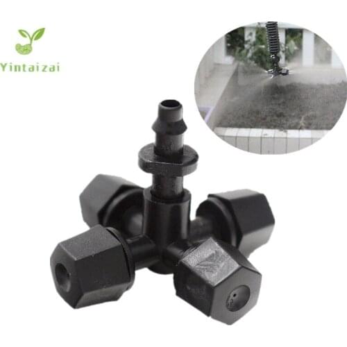 Fast Shipping 50PCS Black Fogger With 1/4" Barbed Misting Watering Sprayer Spray Atomization Irrigation Drip Irrigation Fittings