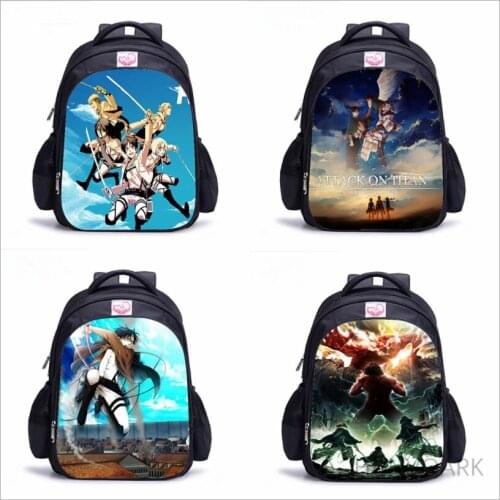 16 inch attack on titan Children Backpacks Girl Boys Backpack Childrens School Bags Cartoon Kindergarten Rucksack
