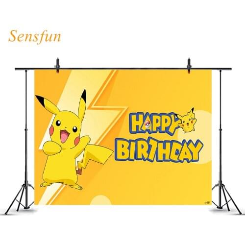 LEVOO Cartoon Backdrop Yellow Theme Lightning Anime Character Birthday Photography Background Backdrop Photo Studio Photocall