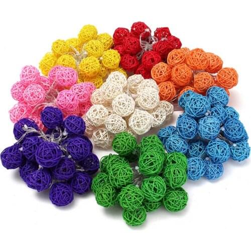 2.2Meter 20 LED DIY White LED Rattan Ball Light Fairy String Garland lights Luminarias Wedding Christmas Decoration For Home