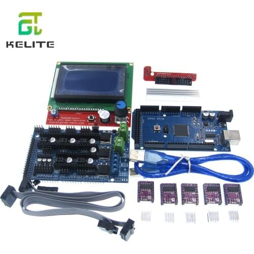 Ramps 1.6 Motherboard +5pcs DRV8825/A4988 Stepper Motor Driver+Mega 2560 R3 Reprap Model+LCD 12864