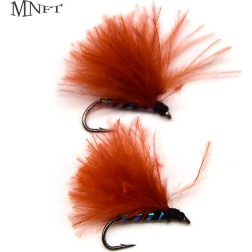 MNFT 10PCS 8# Red Brown Insects Fly Fishing Red Marabou Streamer Trout Lure Hook