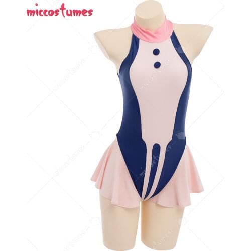 My Hero Academia Ochako Uraraka Cosplay Costume One Piece Beach Swimsuit Bodysuit Turtleneck High Neck Swimwear Bathing Suit