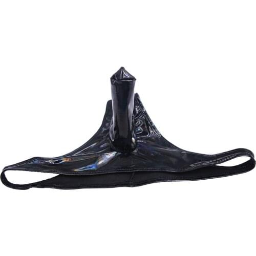 Men Shiny U Convex Pouch Briefs Low Rise Waist COCK Ring G-string Sexy Tight Thongs Colorful Faux Latex Leather T-Back Plus Size