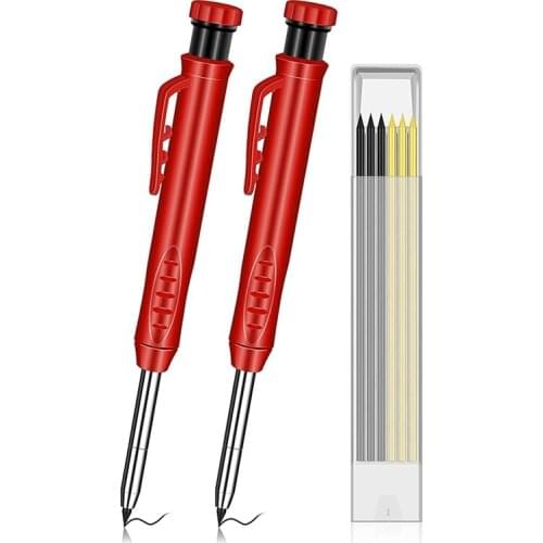 NEW-Solid Wood Carpenter Pencil Set,with Replacement Refills,Built-in Pencil Sharpener,for Woodworking Architect Architect