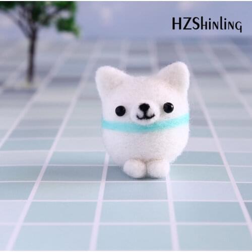 Non-Finished DIY Wool Felting Package Handmade Chihuahua Dog Toy Doll Wool Felt Poked Kitting For Girls