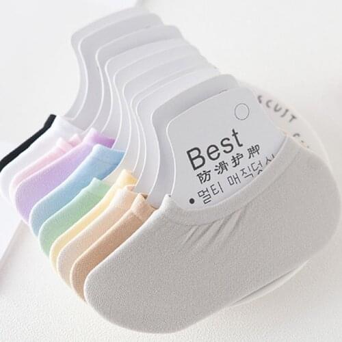 Summer Female Cotton Socks Magic Invisible Socks Socks Low-Top Socks Children Candy-Colored Silicone Anti-Slip-off No-Show Socks