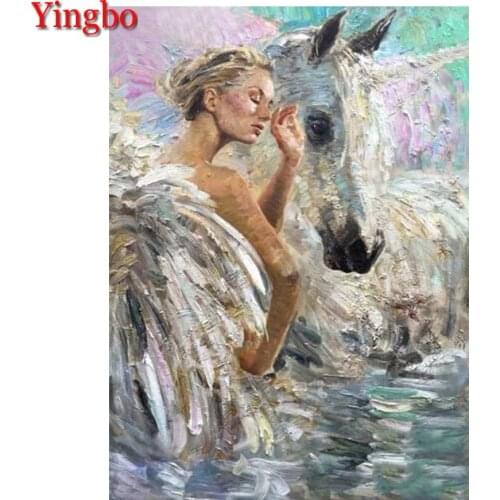 New arrival Diamond painting embroidery Abstract artistic beauty and horse 5d cross stitch kits beads embroidery handwork mosaic