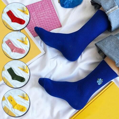 New Socks Cotton Cute Fruit Print Womens Socks Retro Embroidery Long Colorful Comfortable Socks Women Girls Multicolor Sock