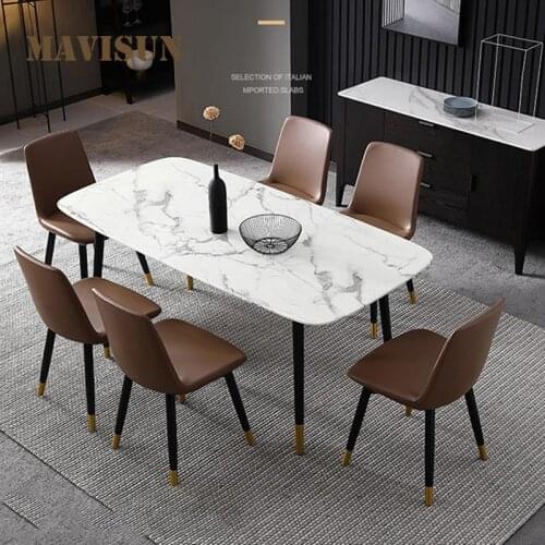 Dining Set 4 Chairs With Modern Rock Plate Table Simple Rectangular Dining Table For Small Apartment Home Office Furniture