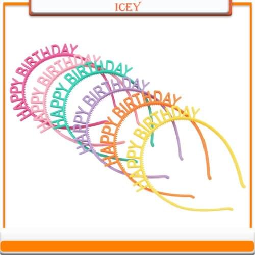 6pcs Happy Birthday Headbands Plastic ABS Hairbands Girl Hair Hoop Headwear Teeth Hoop Hoop Elastic Hair Accessories For Party