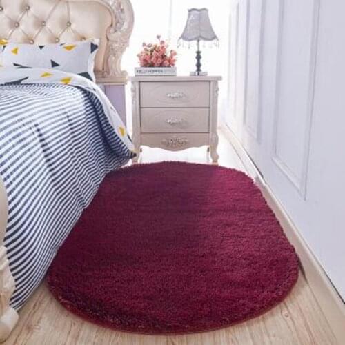 Solid Color Ellipse Floor Carpet Long Hair Shaggy Soft Area Rug Bedroom Living Room Anti Slip Kids Mat Plush Rug (1pc) 11 Colors