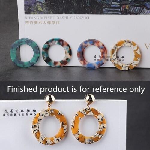 Wholesale 30pcs/lot color pattern print geometry Hollow circle shape acrylic rounds beads diy jewelry earrings/garments pendants
