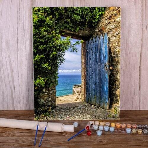 Landscape House Coloring By Numbers Painting Package Oil Paints 50*70 Canvas Pictures Decorative Paintings For Wholesale