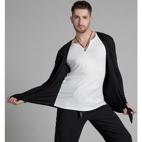 Latin Dance Shirt MenS Fake Two-Piece Stretch Top Cha Cha Rumba Samba Tango Salsa Dancing Practice Performance Wear DNV12688