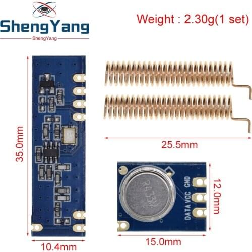 ShengYang 1 Set 433MHz 100 Meters Wireless Module Kit ASK Transmitter STX882 + ASK Receiver SRX882 + 2Pcs Copper Spring Antenna