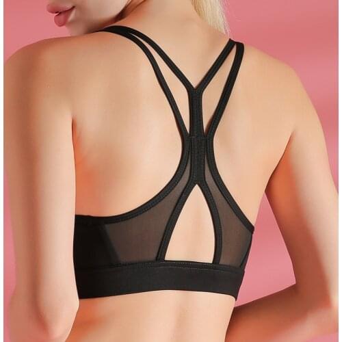 Sports Top Vest Mesh Beauty Back Sports Bra Shock-Proof Gathering High-Intensity Sport Breathable Gather Yoga Underwear Fitness