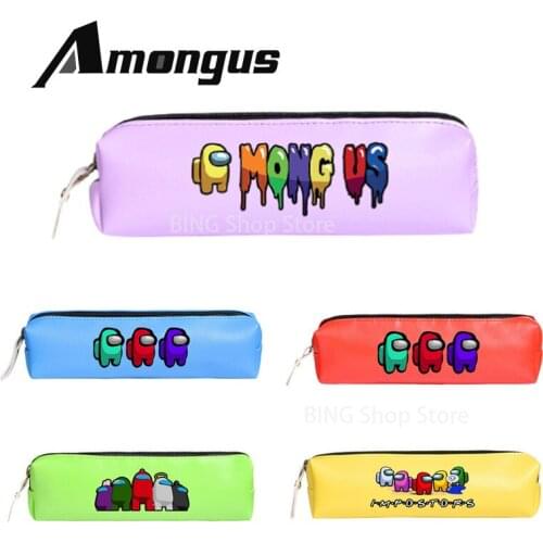 Among Us Student Pencil Bag Color Simple Cartoon Animation Large-capacity Stationery Bag Pencil Storage Bag School Supplies