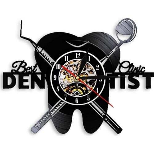 Dentist Equipment Dental Office Teeth Wall Sign Vinyl Record Wall Clock Nurse Appreciation Gift LED Clock reloj de pared moderno