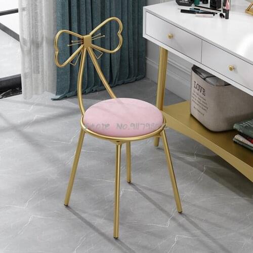 Modern minimalist makeup chair net red ins dressing table stool bedroom home bow cute girl back chair