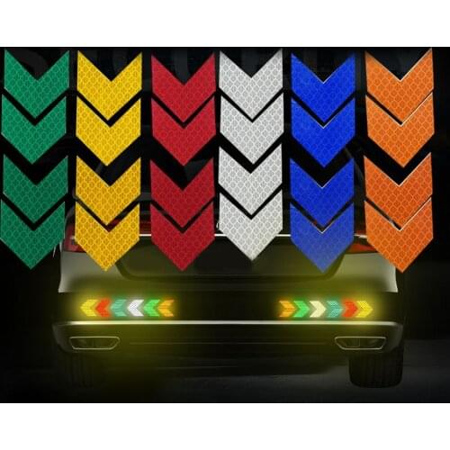 Car Reflective Sticker Motorcycle Strip Self Adhesive Caution Pattern Mark Waterproof Arrow Reflective Tape Drive Safety Film