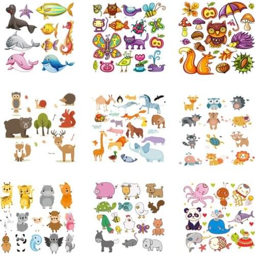 Iron-on Transfers for Clothing Patches for Clothes Stickers Diy Cute Small Animal Patch Fusible Transfer Vinyl Adhesive Stripe J
