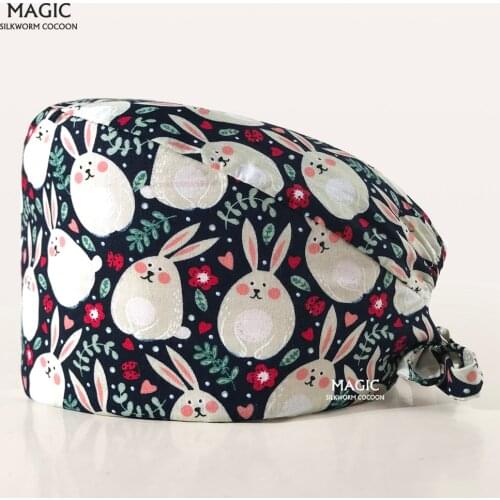 High Quality Breathable Medical Scrubs Doctors Surgical Nurse Cotton scrub Pet Vet with Buttons Dentist Work Hat 100% cotton