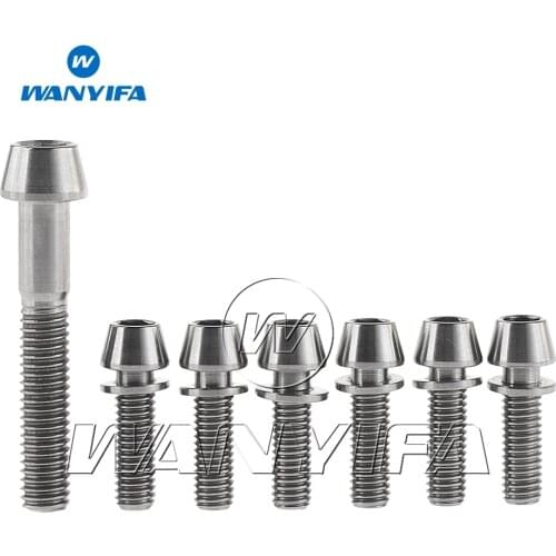 Wanyifa 1pcs M6X35mm Titanium Ti Taper Head Bike Headset Caps Screws&6pcs M5X16 18 20mm with Washers Bicycle Rainbow Bolts