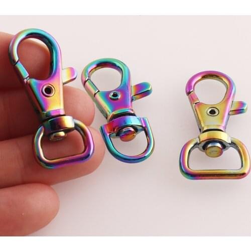 10 PCS Rainbow Lobster Swivel Clasps Lobster Hook Claws Carabiner Snap Buckle Gate Bag Purse Strap Handbag Snap key ring