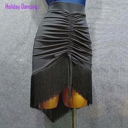Wrinkle Design Women Latin Dance Skirt Tassel Latin Dancing Skirt Practise Cloth Samba Tango Chacha Dancing Performamnce BY353