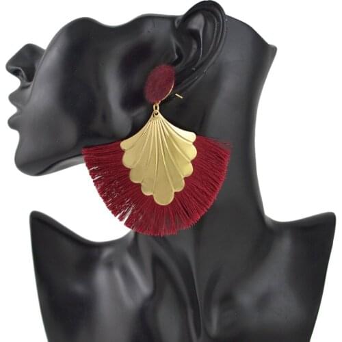 Tribal Bohemia Dangle Drop Earrings Women Accessories Fan Shaped Tassels Cotton Fringe Earrings Bridal Ethnic Pendientes Jewelry