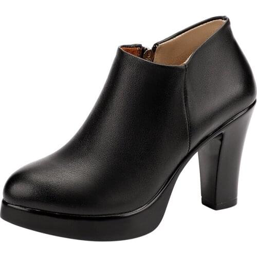 Deep Mouth Plus Size 32-43 Block Heel Platform Pumps Women Shoes 2021 Fall Winter Plush Fur Shoes Ladies High Heels Shoes