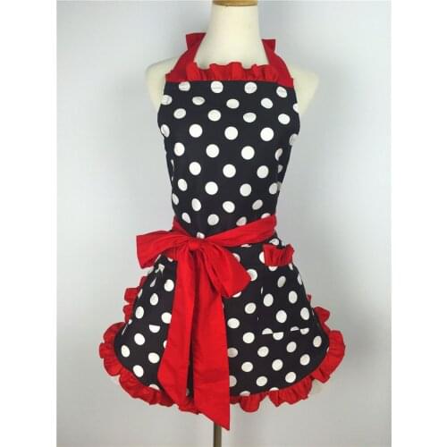 Women Apron New Cute Round Dot Pinafore Multi Color Household Kitchen Cooking Aprons for Lady W9222