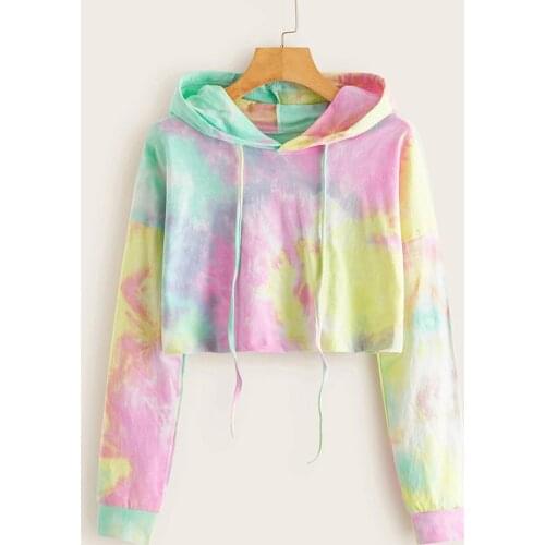 Womens Interesting Tie-Dye Print Hoodie Long Sleeve Casual Pullover Shirt Sweatshirt Tops Autumn Early Winter Hooded Coat