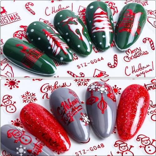 1 PCS/set Nail Stickers Classic Red Santa Claus Multi-purpose Nail Stickers Snowflake Tree Bell Nail Decoration Nail Supplies