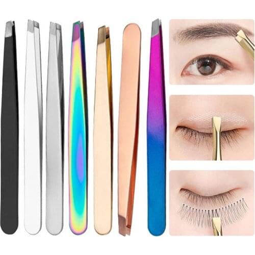 1PC Professional Eyebrow Tweezers Rose Gold Pincet Clips Stainless Steel Face Hair Removal Blackhead Remover Beautfy Makeup Tool