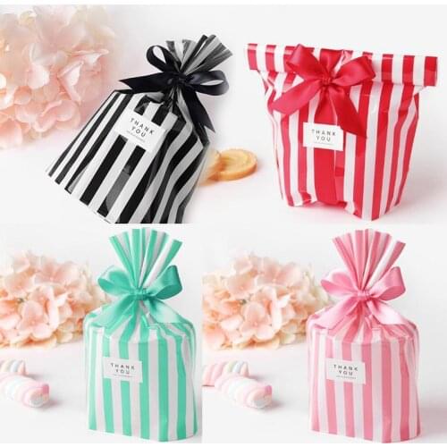 10/50 pcs Stripe Cookie Candy Gift OPP Plastic Bags for Biscuits Snack Baking Package Event Party Supplies Multicolor wedding