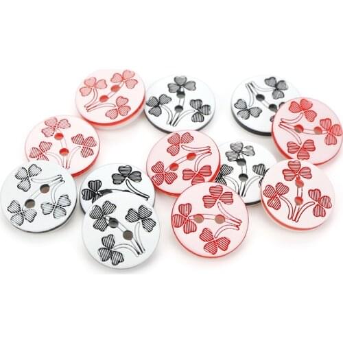 100Pcs Red Flower Resin Shape Apparel Sewing Buttons For Kids Clothes Scrapbooking Decorative Handicraft DIY Accessories