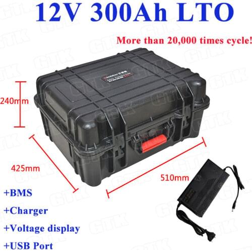 12v 300Ah Lithium titanate battery pack 2.4v LTO with ABS case for stereo speaker refrigerator USB port equipment +10A charger