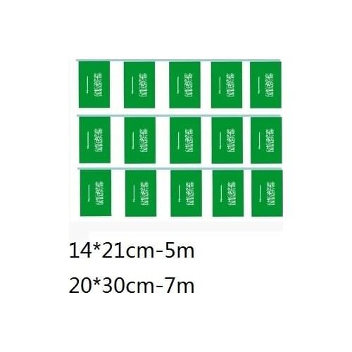 14 * 21cm Saudi Arabia string flag bar festival decoration hanging flag 5 m 20 surface Free Shipping