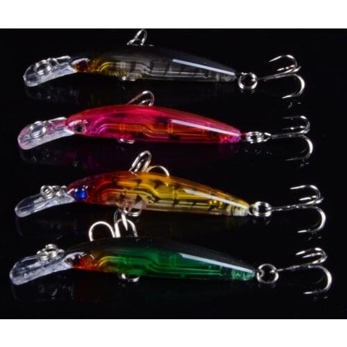 4pcs/lot 3.9g/7cm Fishing Lures Minnow Hard Wobblers Crankbait 3D Eyes Gold-plated Plastic Laser Reflective Baits Summer Fishing
