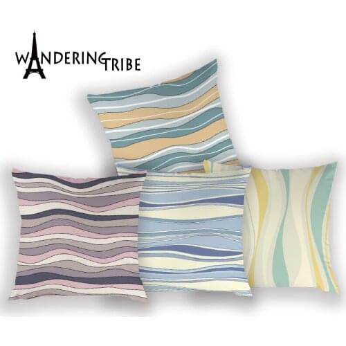 Abstract Geometric Cushions Cover Retro Stripe Decorative Throw Pillow Case Cushion Covers Farmhouse Boho Polyester Pillow Cases