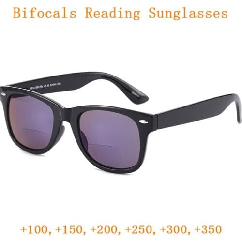 Retro Rivets Square Frame Bifocals Reading Sunglasses Look Near Far Presbyopia Glasses Women Men Spectacles for Sight +1.0~+3.5