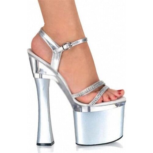 7 Inch High-Heeled Sandals New Selling Cheap 18cm Sexy Glitter With Summer Sandals Thick Dance Shoes