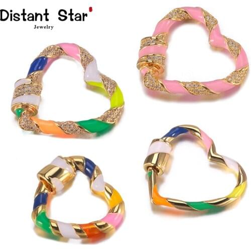 Distant Enamel Heart Clasp Micro Pave CZ Lock Hook Spiral Clasps For Women Luxury DIY Bracelet Necklace Hand Making Accessories