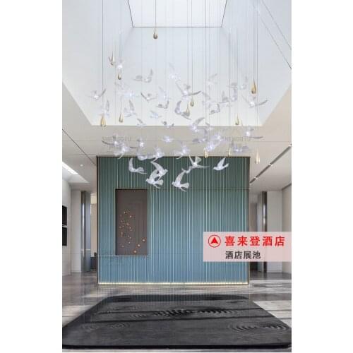 Sales department sand table creative chandelier seagull bird shape headlight hotel lobby reception desk acrylic art lighting