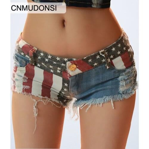 DMLFZMY Big size S-XXL Sexy Female Casual Short Jeans girls Slim Ripped Shorts Elastic Short Jeans Printing Skinny Trouse Women