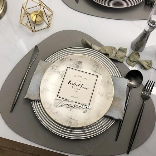 European Ceramic Plate Set Golden Stroke Western Steak Dish Desktop Decoration Tableware Kitchen Dinner Set Plates and Dishes